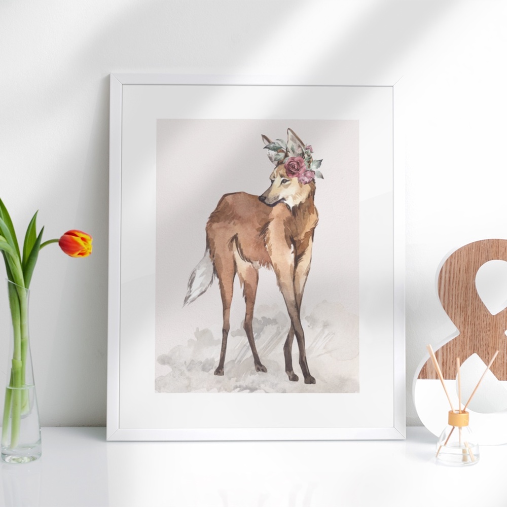 Maned Wolf Watercolor Illustration Wall Art Print Poster Unframed - Picture 6 of 17